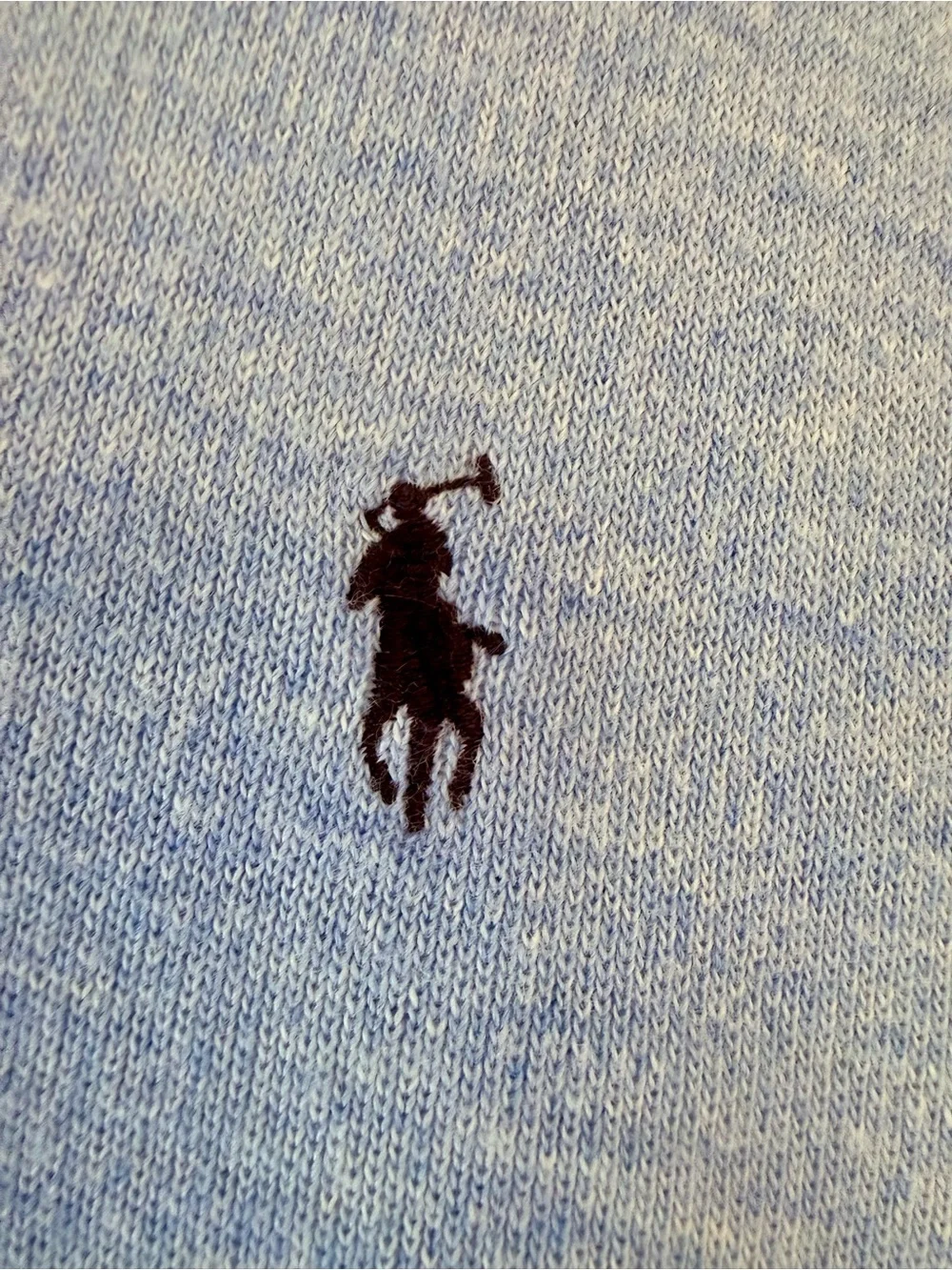 Vintage Polo by Ralph Lauren Men's Light Blue V-Neck Sweater